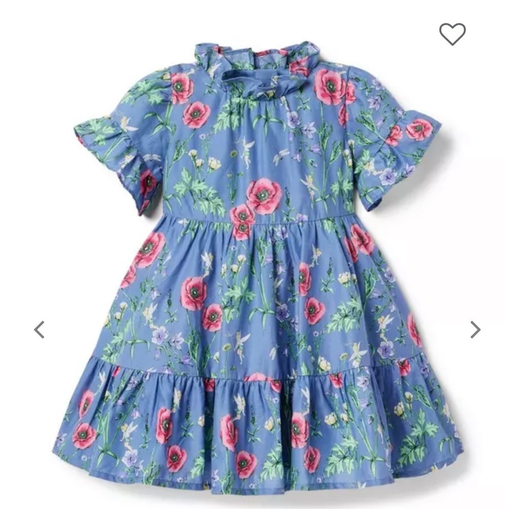 Cotton Floral Dress with Disney Tinker Bell print